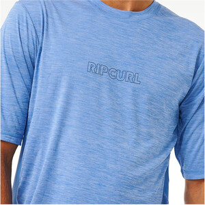 2024 Rip Curl Hombres Dawn Patrol UPF Chaleco De Lycra De Manga Corta 14DMRV - Blue Marle